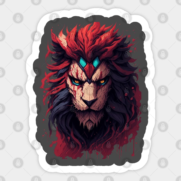 "Regal Resilience: Brave Lion Head Attire" Sticker by KNJ Store